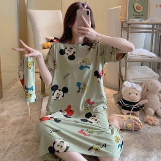 Váy Ngủ Chất Cotton mát mẻ siêu Dễ Thương Cute hình Vịt Xanh - Tặng kèm túi