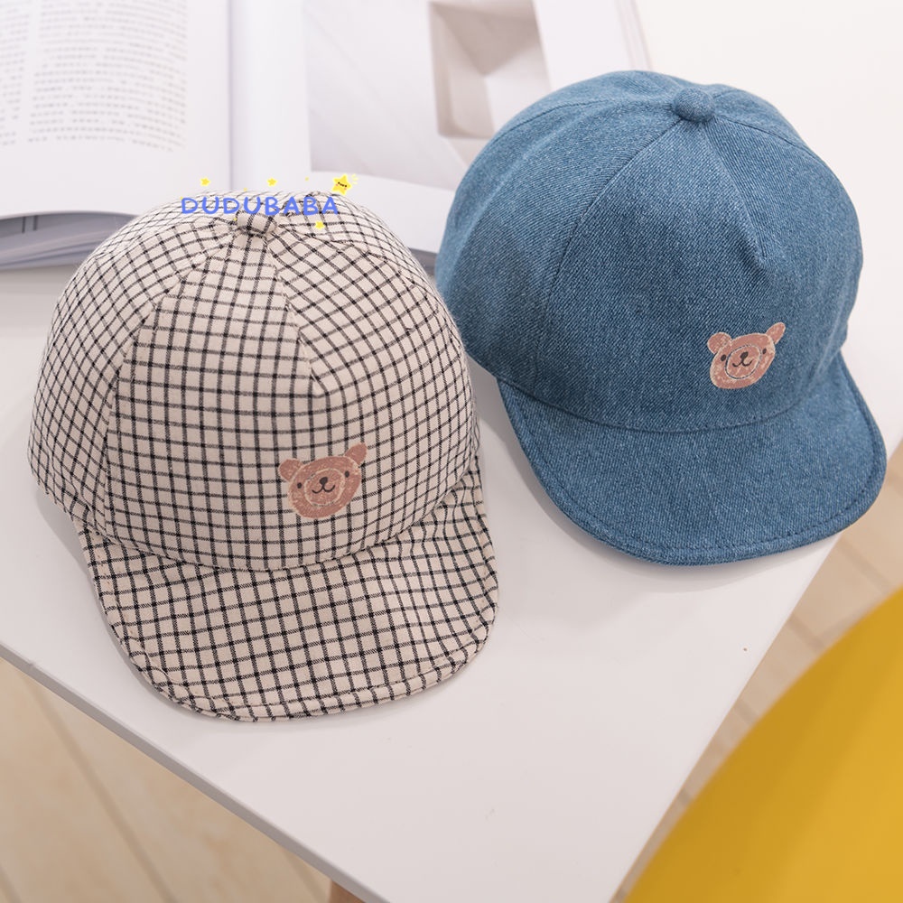 Mũ Lưỡi Trai Vải Cotton Viền Mềm In Hình Gấu Kiểu Hip-Hop Cá Tính Cho Bé