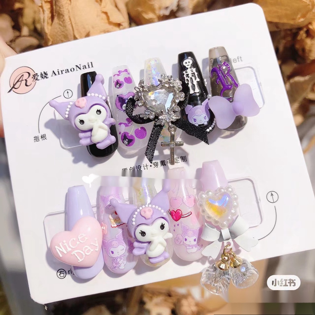 Miếng Dán Trang Trí Móng Tay Họa Tiết Kuromi Xinh Xắn