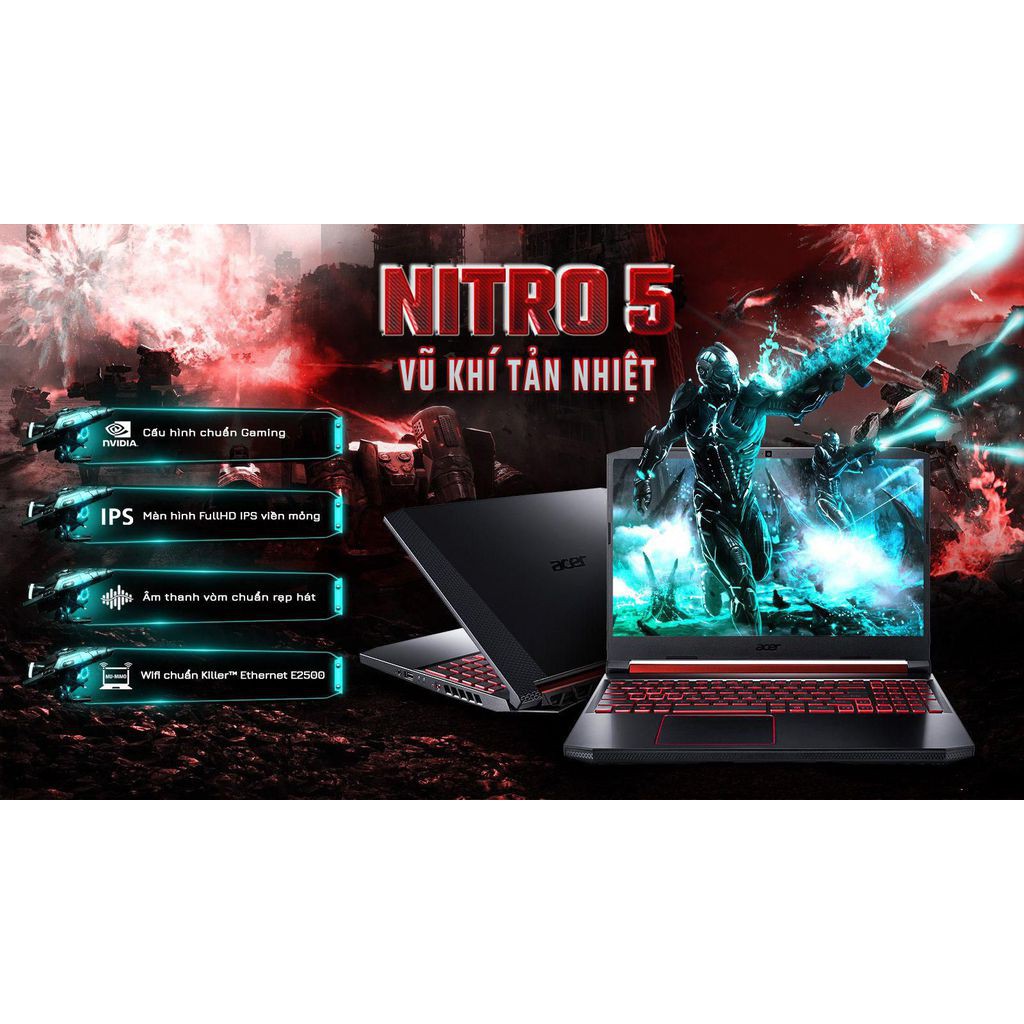 ( MỚI FULL BOX) Laptop Gaming Acer Nitro AN515 54 595D i5 9300H/8Gb/512Gb/GTX 1650 4Gb/Win 10