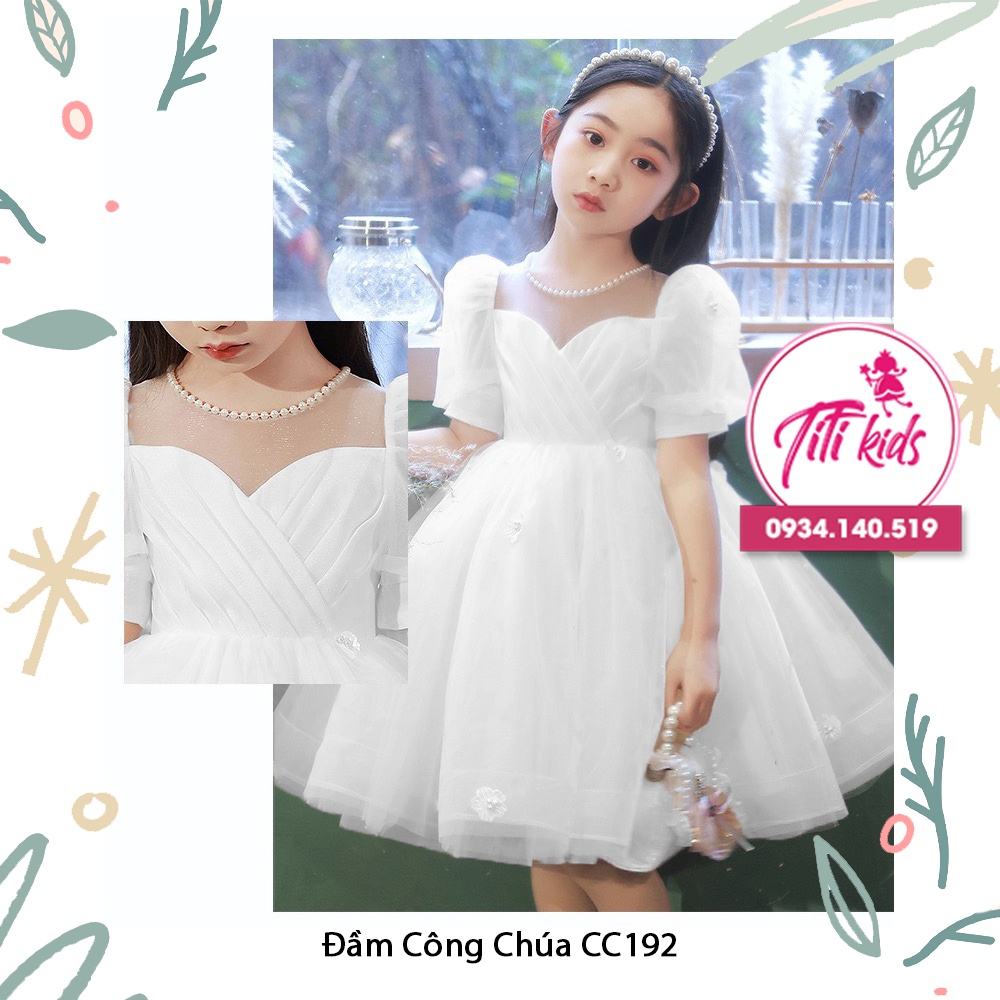 Đầm Váy Công Chúa Trắng Cho Bé Gái Hoa Rơi CC192
