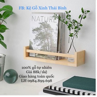 Kệ gỗ treo tường chữ U có thanh chắn ngang đủ kích thước