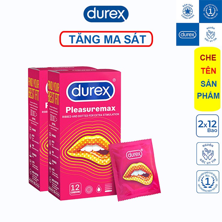 bao cao su gân gai Durex Pleasuremax 12 bao. Bcs gân gai đều, an toàn cho nữ, chạm đa đỉnh.