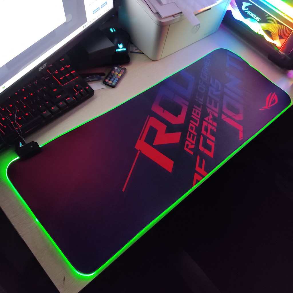 Mouse Pad, bàn di chuột, lót di chuột tích hợp Led RGB ROG Version 2 sáng viền, kích thước 80cm x 30cm dày 4mm