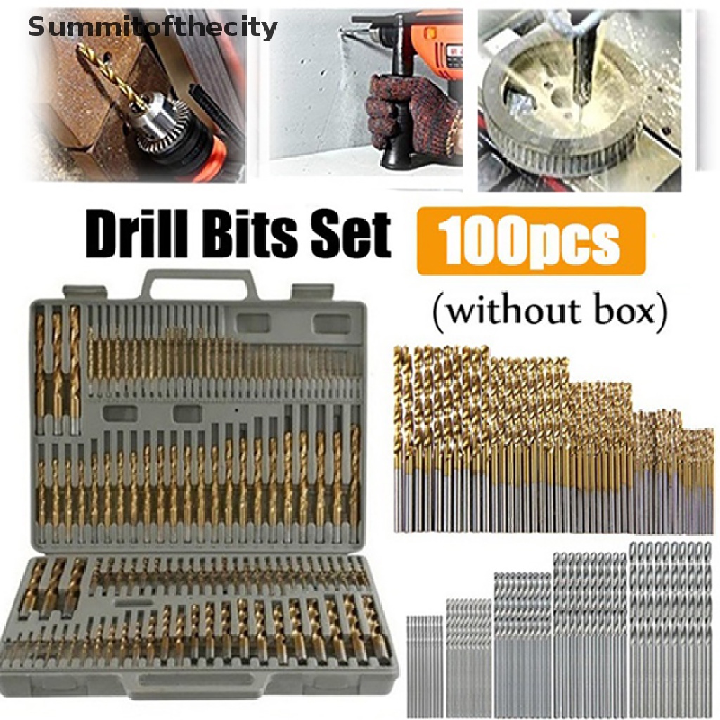 Bộ 100 / 50 Mũi Khoan Thép Phủ Titan Tốc Độ Cao