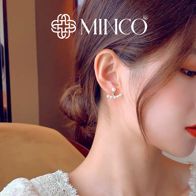 Bông tai nữ ngọc trai nhân tạo Minco Accessories khuyên tai vành ngọc thời trang phụ kiện thời trang Hàn Quốc BT21
