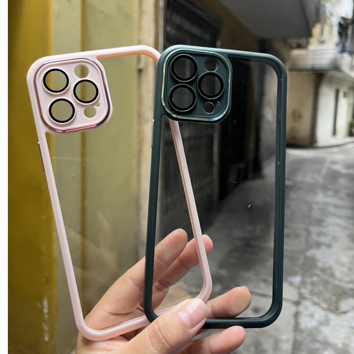 CHÍNH HÃNG Ốp X&amp;M LƯNG TRONG cứng chống ố viền màu bảo vệ Camera iPhone 11 12 13 / MINI / PRO / MAX