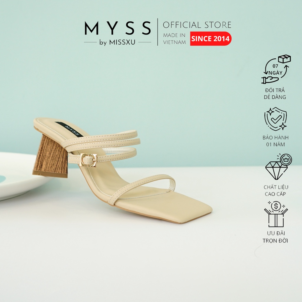 Giày guốc nữ phối 3 dây giữa gót gỗ 6 cm thời trang MYSS - SU146