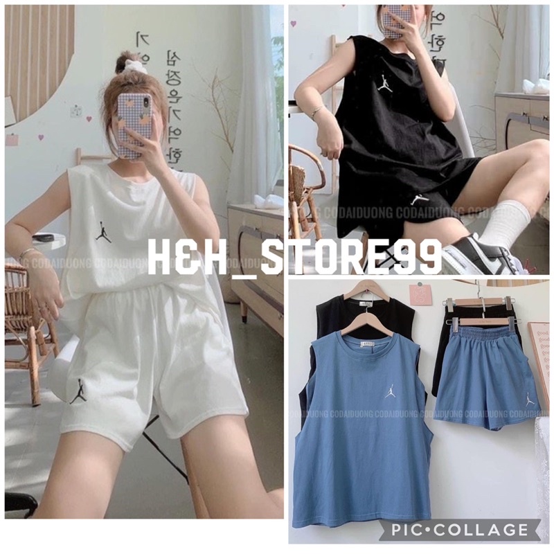 Set phông ba lỗ jor.dan nam nữ form rộng unisex chất thun co giãn áo thun ngắn tay ulzzang trơn basic  freeship