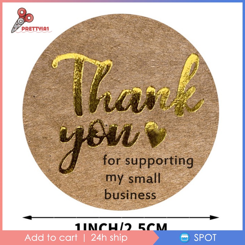 [Prettyia1] Set 500 Nhãn Dán Giấy Thank You 1cm / 2.5cm