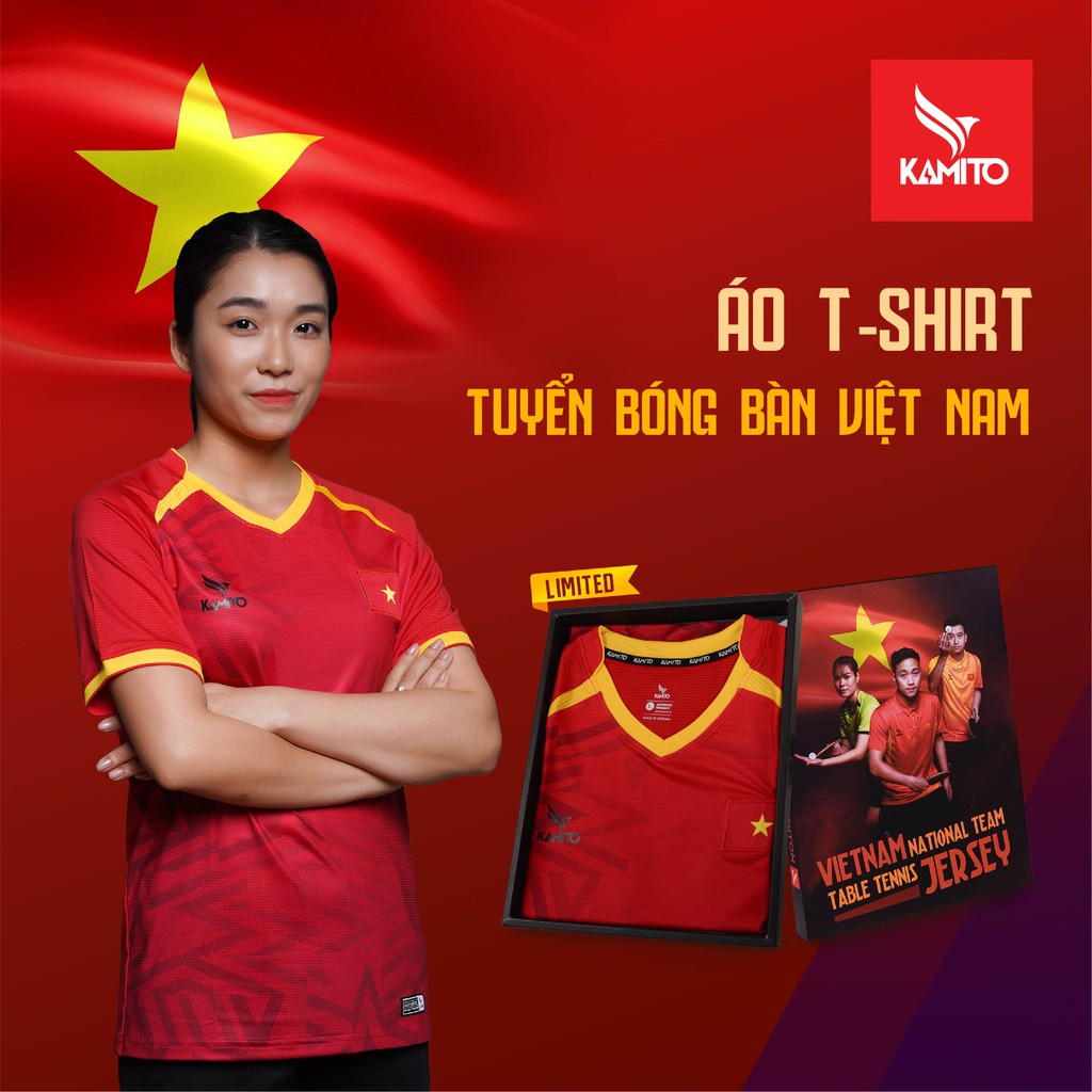 Áo Thun T-shirt Đội Tuyển Bóng Bàn KAMITO Việt Nam Bản Limited