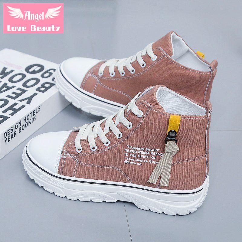 Hàng Có Sẵn ~ Bán Chạy Giày Thể Thao Canvas Đế Dày Cổ Cao Phong Cách Mới 2022 Dễ Phối Đồ Phong Cách Retro Cho Nữ Sinh