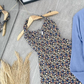 SET ĐẦM MIDI HOA 2S + KHOÁC CROP  🌼