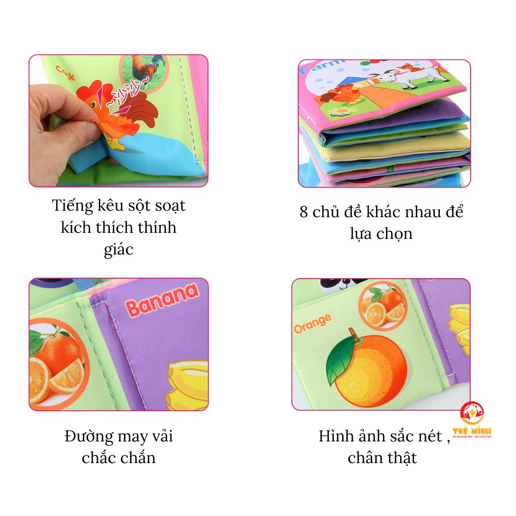 Sách vải cho bé sơ sinh bằng tiếng Anh nhiều chủ đề SUSIKIDS