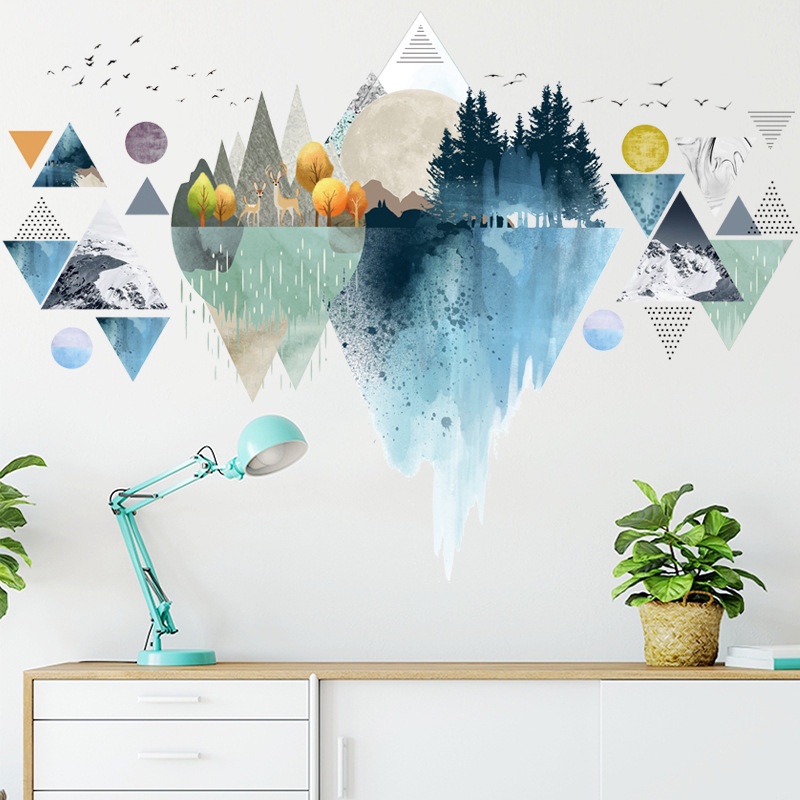 Decal dán tường Sticker dán tường in chất lượng cao có keo mặt sau mẫu Phong Cách Bắc Âu ZH88