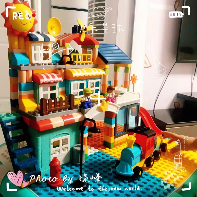 Đồ chơi lắp ghép lego duplo cho bé trai, bé gái từ 3 đến 7 tuổi, bộ xếp hình 258 chi tiết hãng Feelo