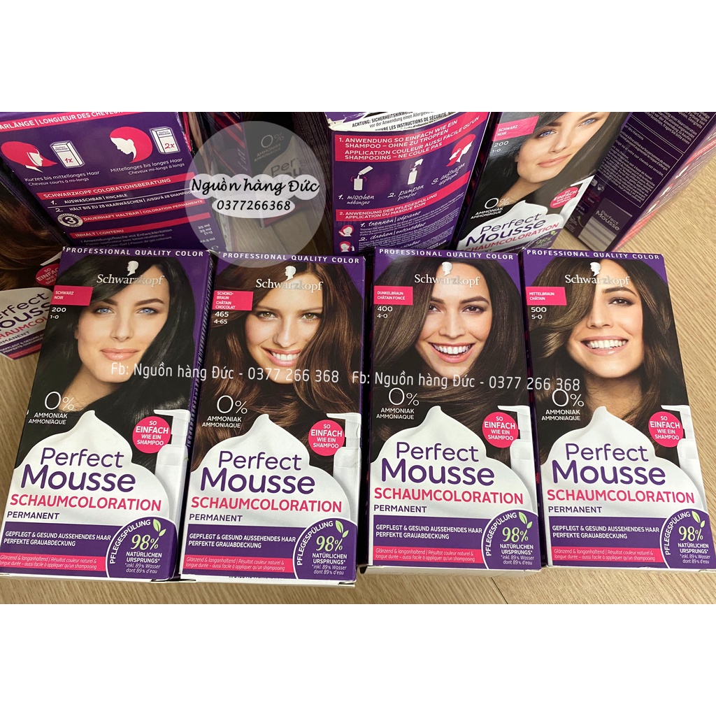 Thuốc nhuộm tóc Perfect mousse [chuẩn Đức] Perfectmousse không hôi- ít hóa chất, an toàn nhất,dạng bọt