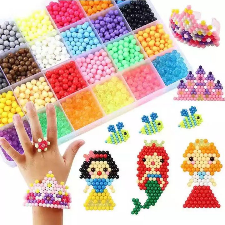 FOLLOW TẶNG 3KHÀNG CÓ SẴN Bộ đồ chơi xếp hình hạt nhựa màu nước sáng tạo aquabeads Nhật Bản 10 15 24 màu CHỌN MẪUVO