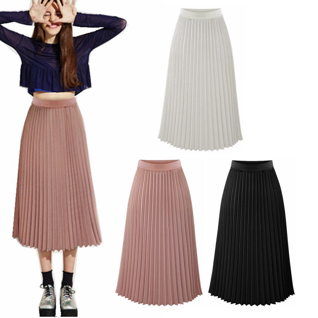 Chân váy xếp li dài thời trang mùa hè nữ tính