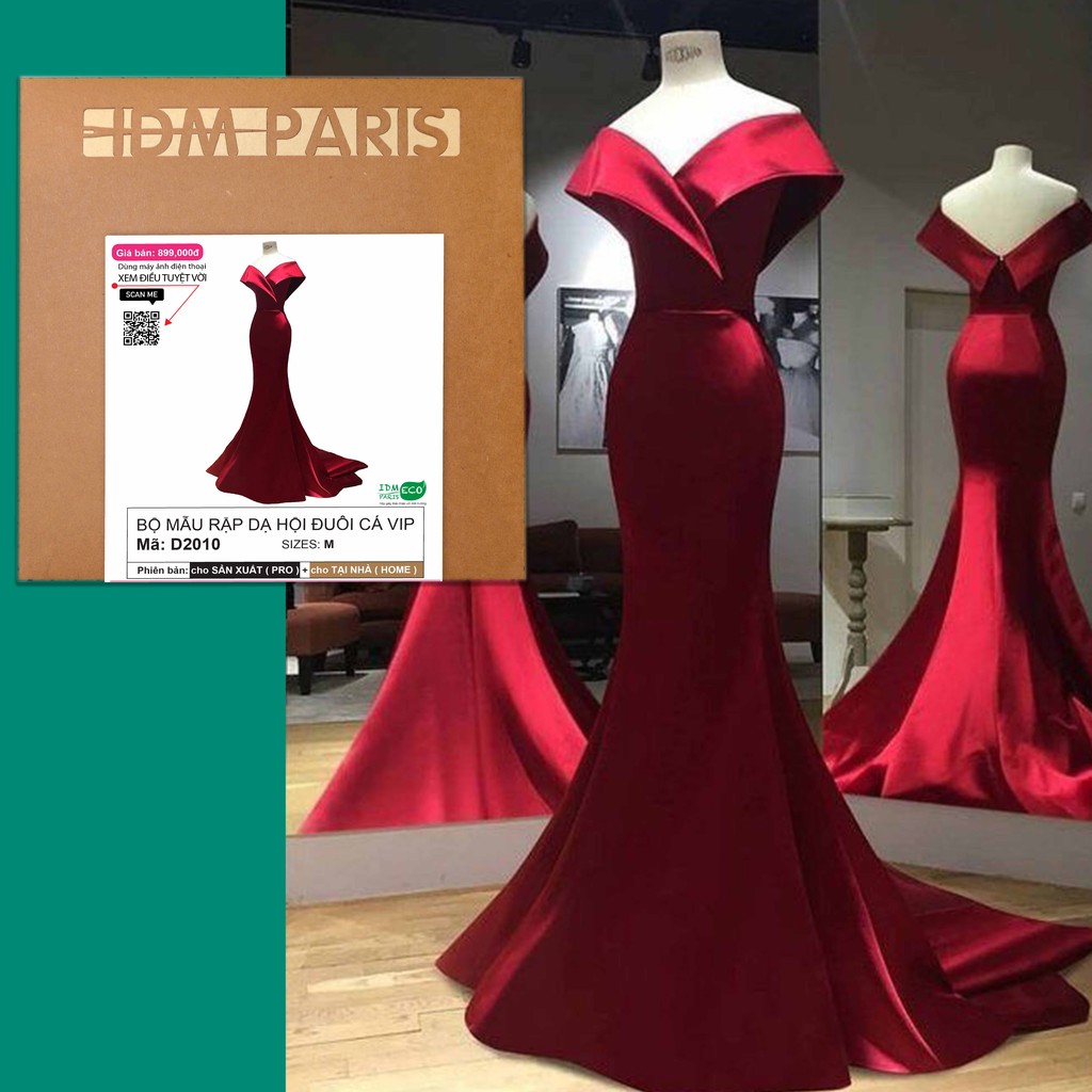 Váy Đầm Thiết Kế Cao Cấp- Rập Đầm Dạ Hội Đuôi Cá , Dáng Chuẩn , Phom Sắc Nét - VIP-D2010