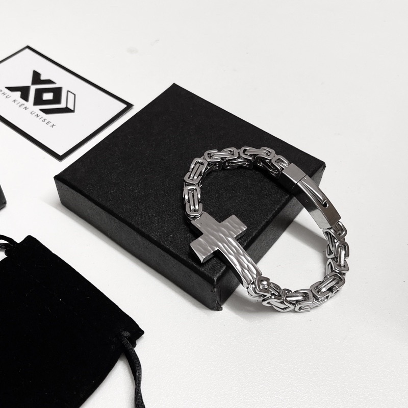 Vòng Tay Nam Titan Cao Cấp Chữ Thập Chất Ngầu - Lắc Tay Thép Không Gỉ Cá Tính StreetStyle Hiphop Phong Cách Âu Mỹ