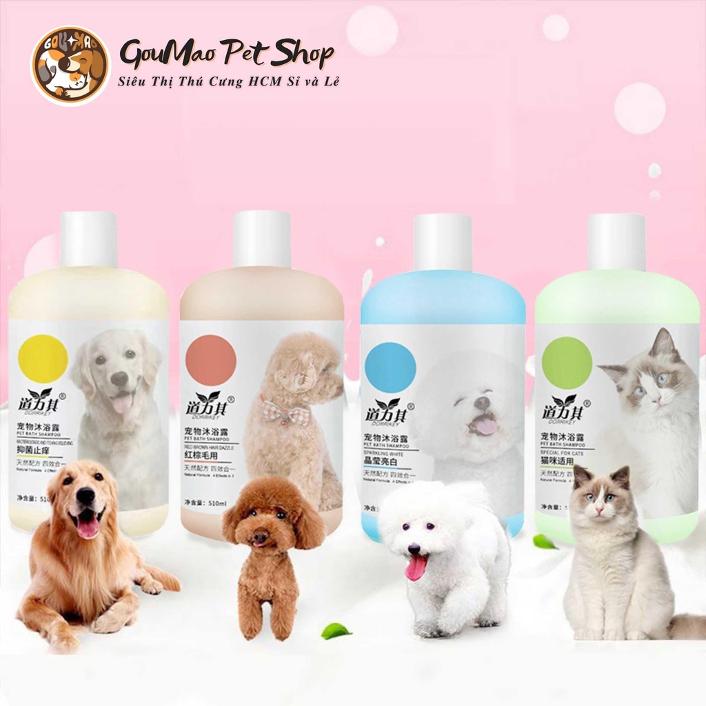 Sữa tắm cho chó mèo BORAMMY (Chai 510ml) dưỡng chất hoa hồng chăm sóc lông toàn diện