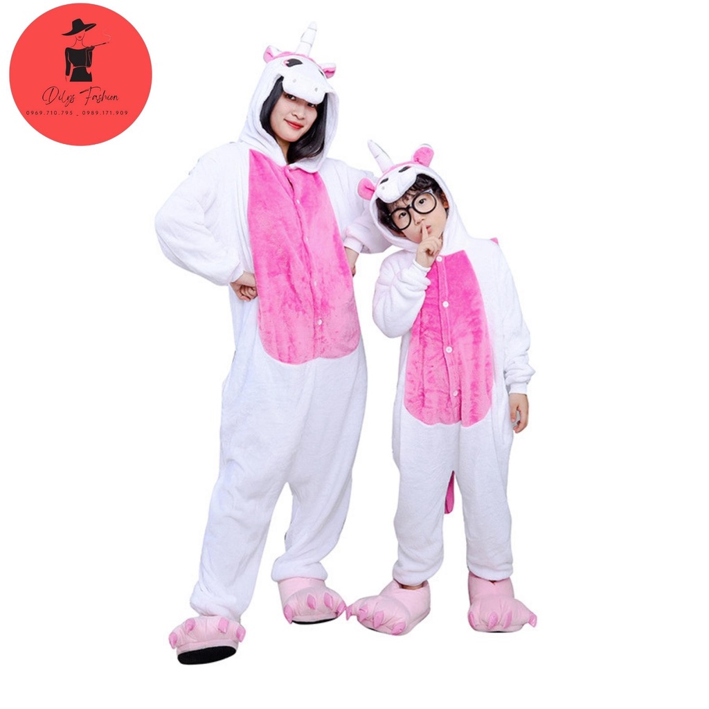 Bộ đồ khủng long liền thân cho bé và người lớn DILYSFASHION BDT02, quần áo khủng long cosplay hoạt hình nhiều màu sắc