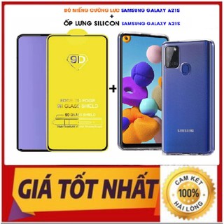 Combo Kính Cường Lực Full Màn Hình Samsung A21s và Ốp silicon dẻo trong suốt loại A+