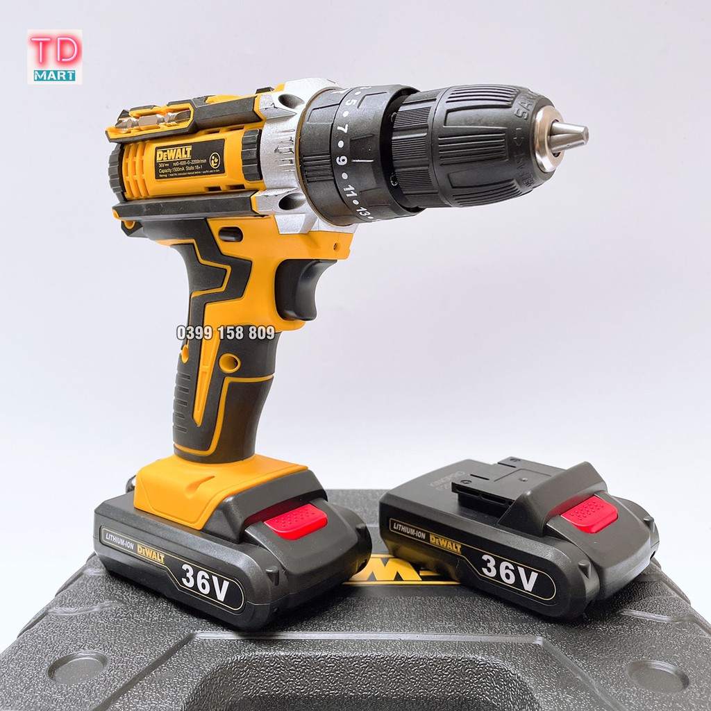 Máy khoan, bắt vít dùng pin 36V DEWALT  3 chức năng, 100% lõi đồng tặng bộ phụ kiện 24 chi tiết