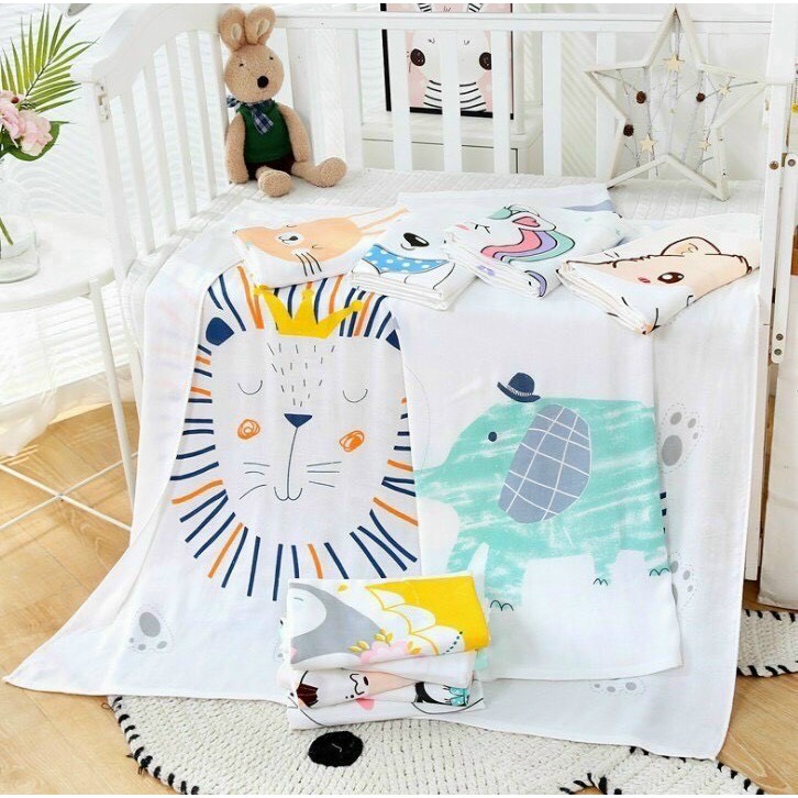 [Mã 267FMCGSALE giảm 8% đơn 500K] Chăn lụa cotton siêu mềm cho bé , Chăn sợi tre hè thu hàng cao cấp