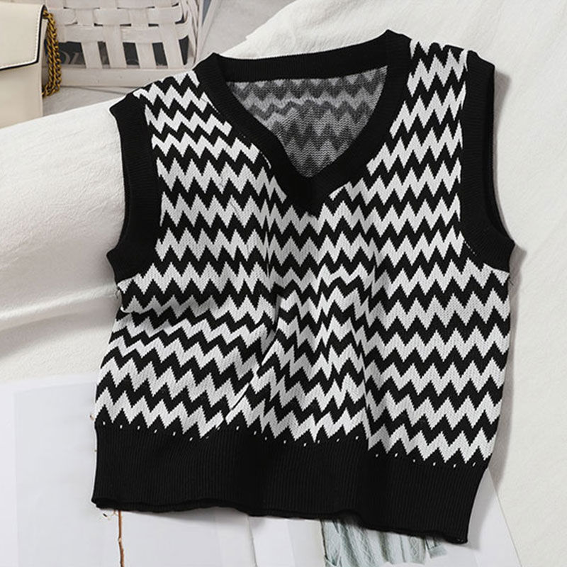 Áo Khoác Ghi Lê Không Tay Kẻ Sọc Màu Tương Phản Thời Trang Mùa Thu | BigBuy360 - bigbuy360.vn