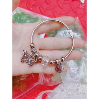 kiềng tay không gỉ mix đá hình thật