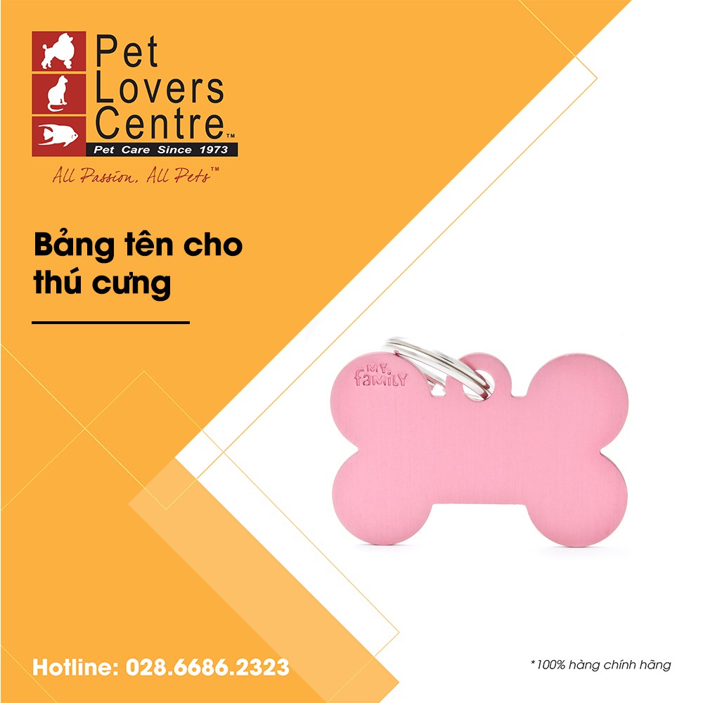 [Xuất xứ Ý] Bảng tên chó mèo khắc nội dung theo yêu cầu / Pet tag BONE (PNK) (LRG)