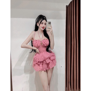 _  Đầm 2 dây cúp ngực 3 tầng