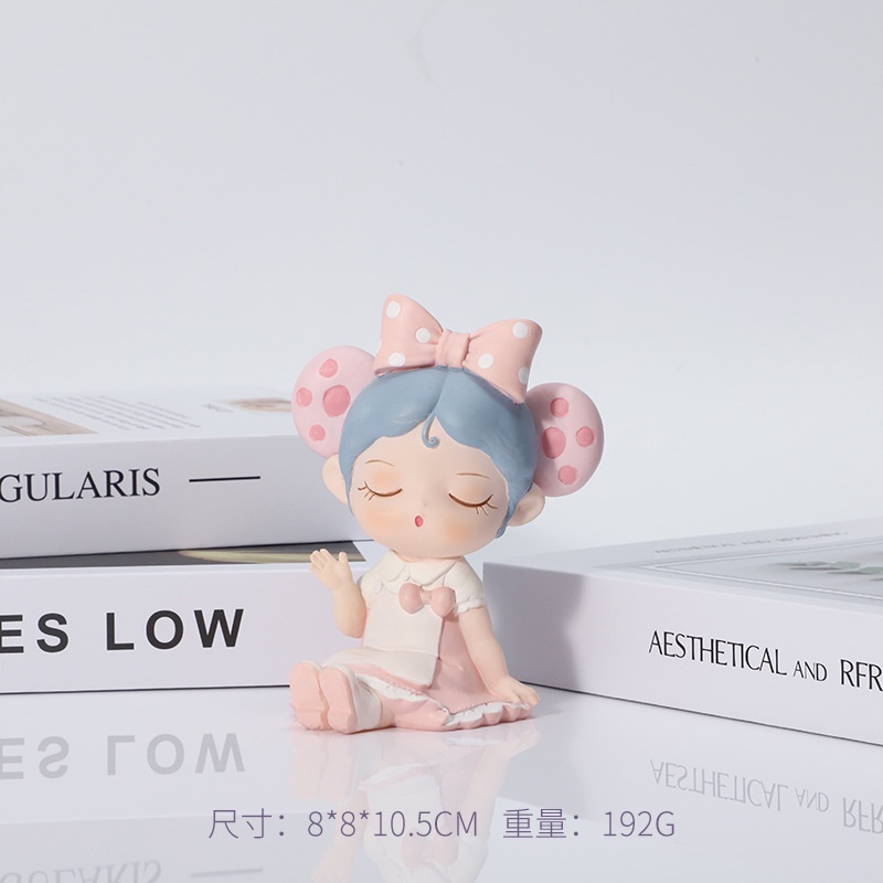 Đồ Trang Trí Hồ Cá Hình Cô Gái Đeo Nơ Trái Tim Bằng Nhựa resin Thủ Công Sáng Tạo Để Bàn Trang Trí Nội Thất