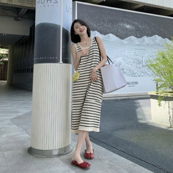 Váy Sát Nách Kẻ Ngang Dáng Suông Hàng Quảng Châu V1093-Vin_store168