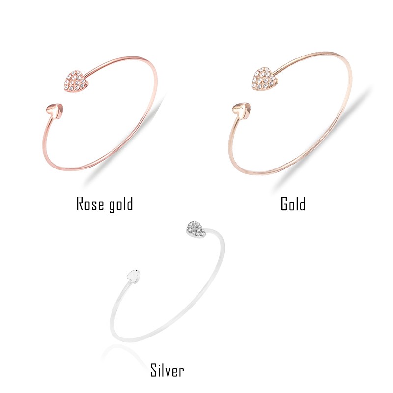 Nhập WAFACB01 giảm 10K_ Vòng tay hở mạ vàng đính đá hình trái tim | BigBuy360 - bigbuy360.vn