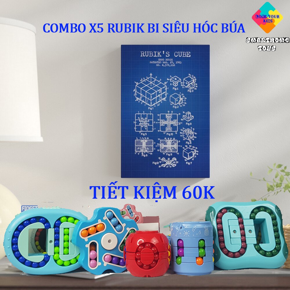 Combo 5 Rubik Bi Upgrade, Hạt Đậu, Spinner, Radio, Hình Lon Nước -  Combo Rubik Biến Thể Siêu Tiết Kiệm - Smarthome Toys