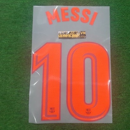Bộ tên số cầu thủ Messi 10 Barcelona 2015 2016 2017 2018 away third nameset shirt jersey official font
