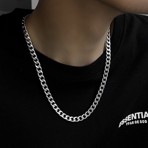 Vòng Cổ Nam Chuỗi Trơn Bản Nhỏ Dây Chuyền Nam Nữ Unisex Cuban Cá Tính HipHop Chất Liệu Titan Không Rỉ Gudi Studio