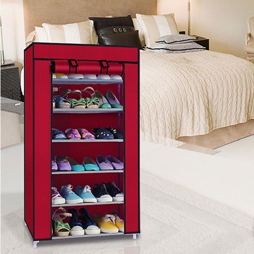 Tủ giày dép 7 tầng 6 ngăn bọc vải cao cấp (Tím)