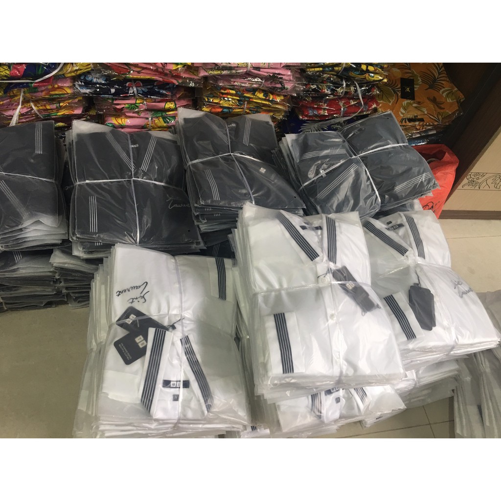 ÁO SƠ MI NAM NỮ CẶP ĐÔI TÌNH YÊU TRẮNG ĐEN TAY DÀI THÊU LOGO THÊU TIM VẢI KAE LỤA CHỐNG NHĂN MỀM MỊN | BigBuy360 - bigbuy360.vn