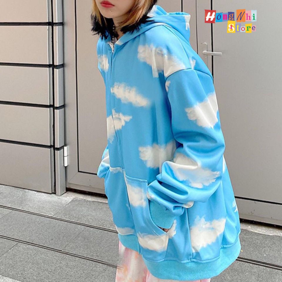 Áo Khoác Hoodie Zip 3D Oversize Ulzzang Unisex Loang Bầu Trời Dáng Rộng - MM