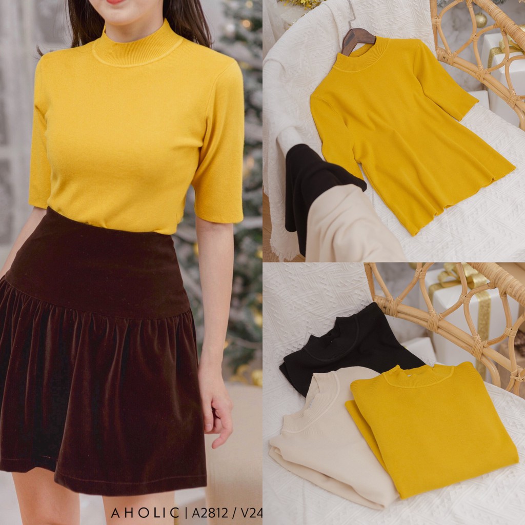 Áo Len Cashmere Tay Lỡ 3 Màu Basic Thu Đông AHOLIC A2812