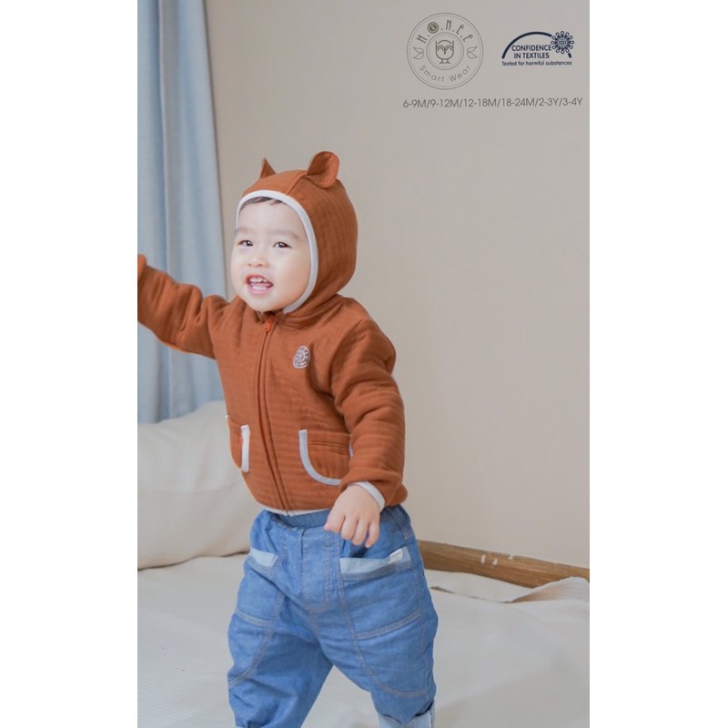 Giảm 20-30% HRNEE ! Áo khoác trần bông có mũ cho các bé từ 6m-3y!