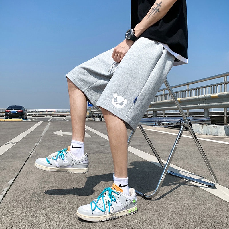 Quần Short Dây Rút Ống Rộng In Họa Tiết Đơn Giản Cho Nam