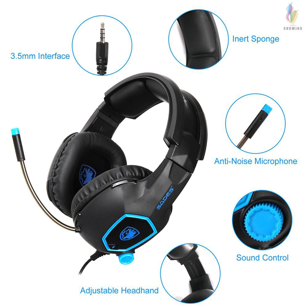 Tai Nghe Chơi Game Sades Sa-818 Giác Cắm 3.5mm Có Mic Và Phụ Kiện