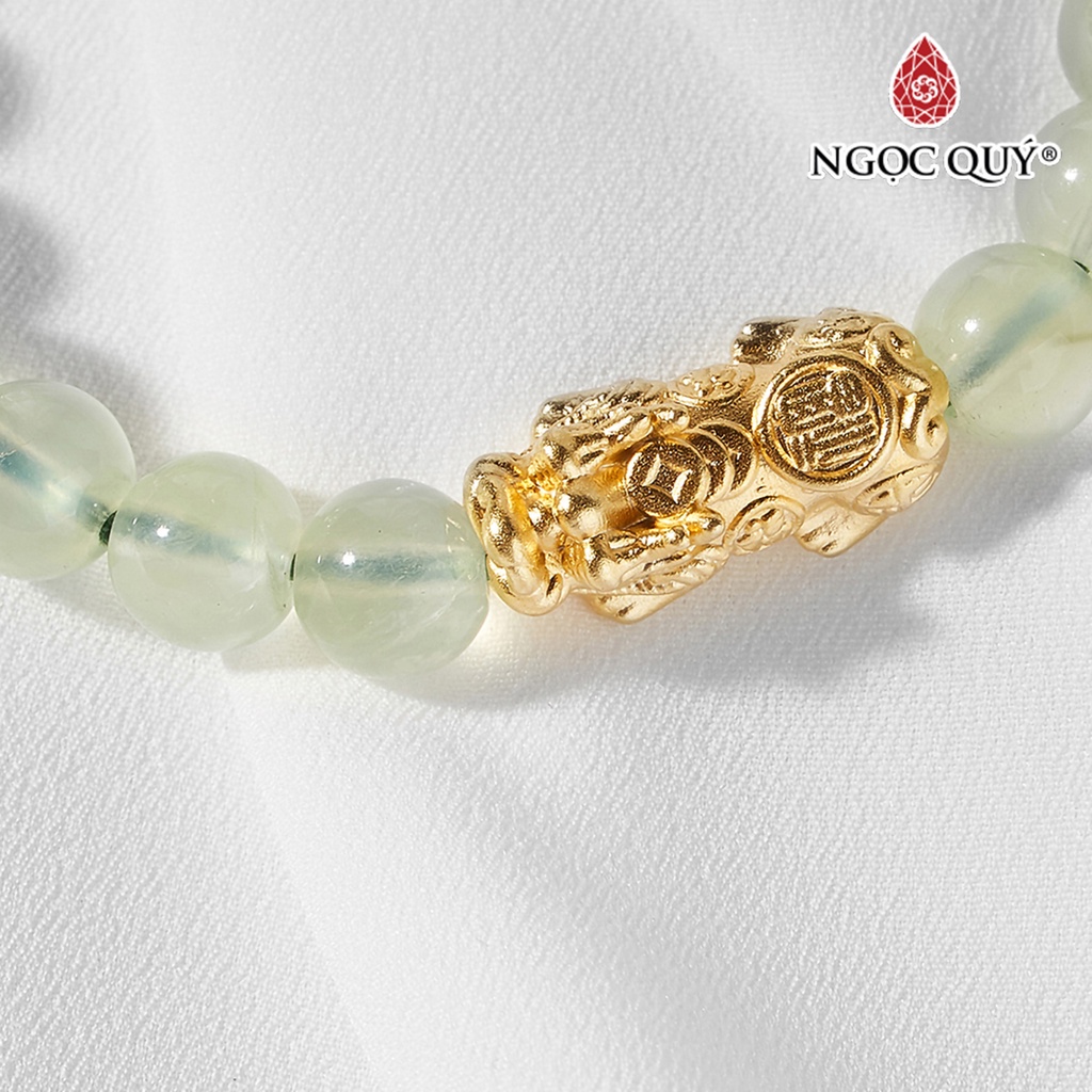 Vòng TA xanh phối tỳ hưu bạc mạ vàng - Ngọc QUý