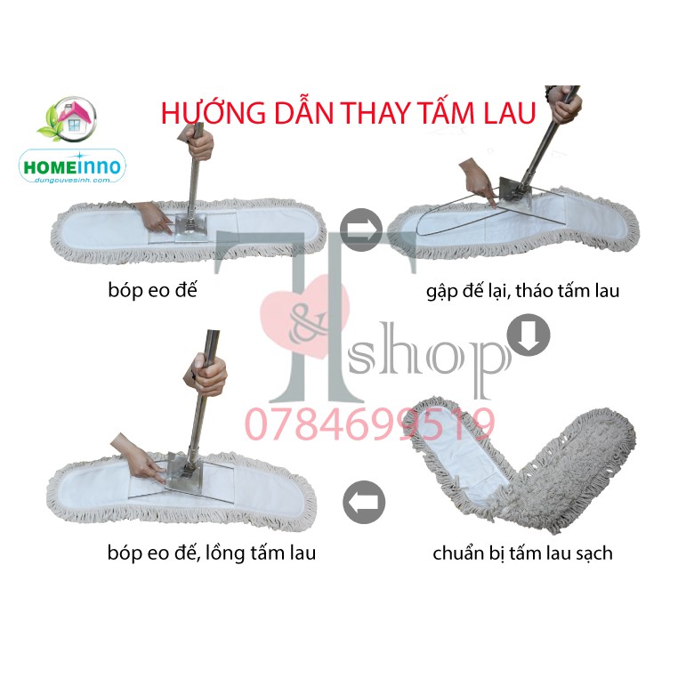 Tấm Giẻ Cotton 60cm Thay Thế Cây Lau Bụi, Lau Ẩm Homeinno