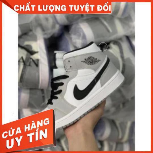 [Siêu Hot ]  Giày sneaker Jordan 1 grey/white đủ size nam nữ. Giày Jd1 xám cao